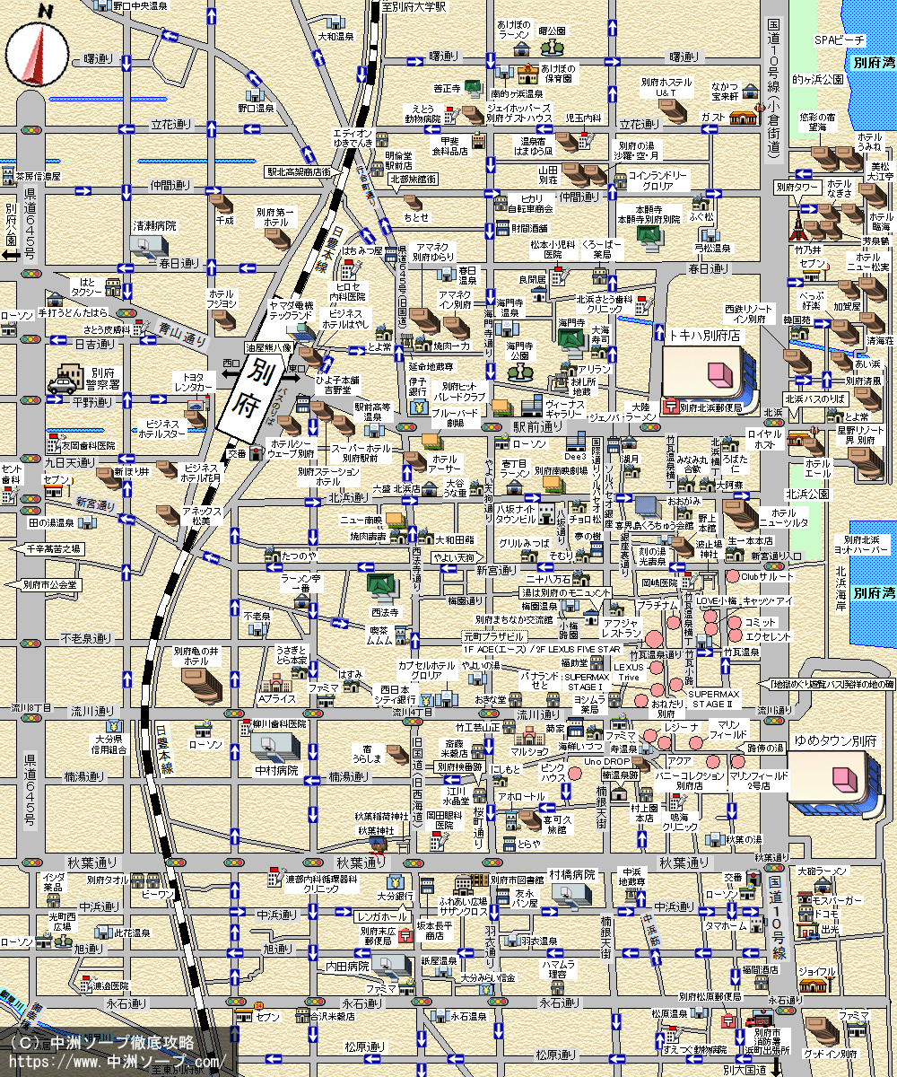 別府ソープ街MAP