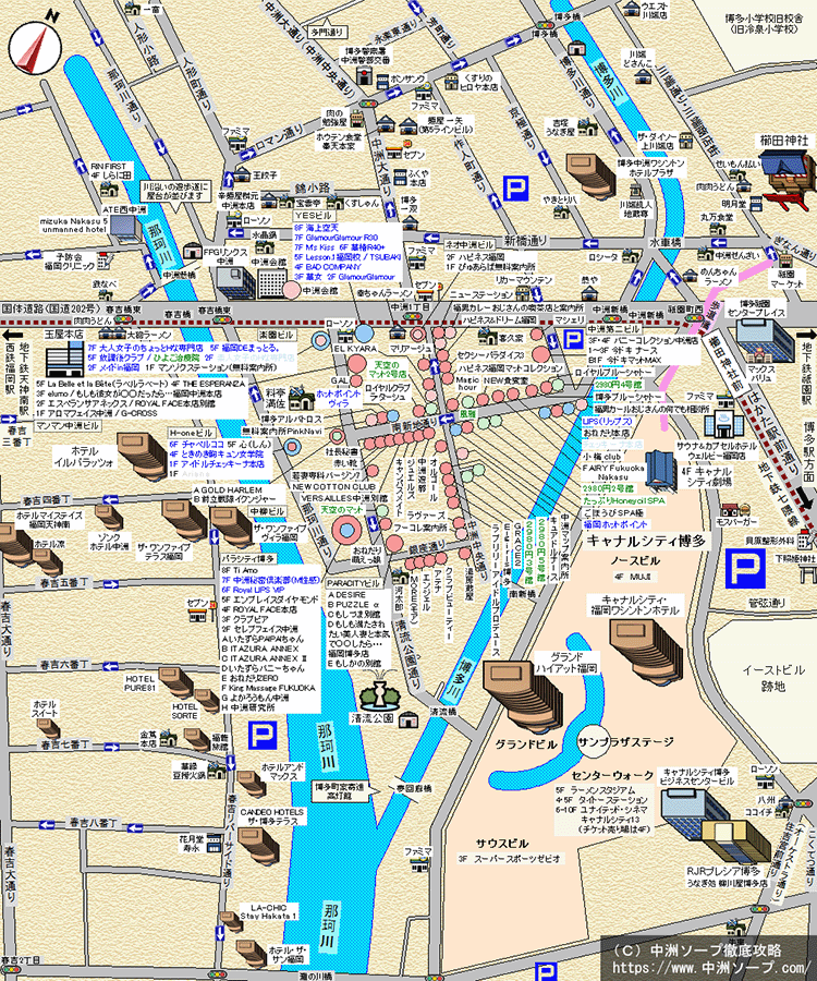 博多中洲ソープ街MAP